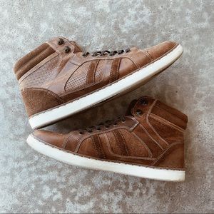 HP! brown leather high top sneakers / boot shoes
